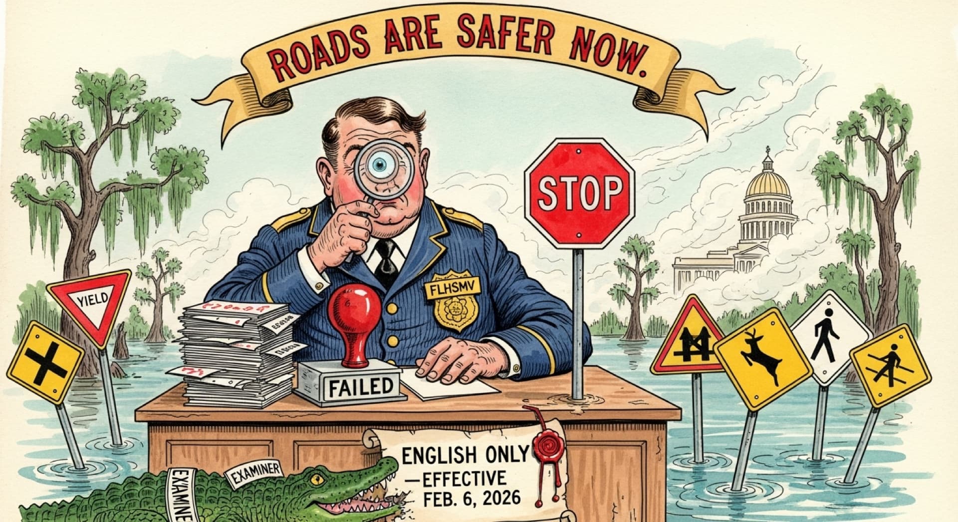 Florida Just Made Driver's License Exams English-Only. Road Signs Are Pictures, Y'all.